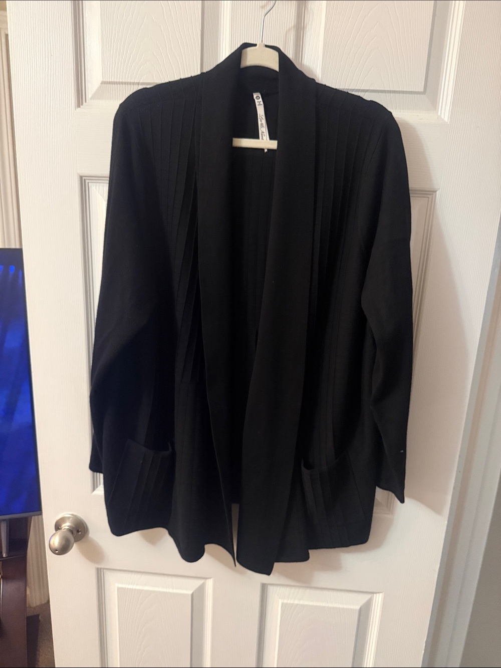 Women's Black Open-Front Blazer Cardigan